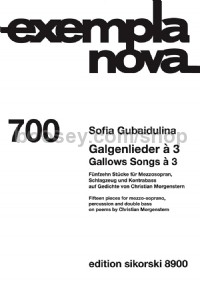 Gallows Songs à 3. Fifteen pieces for mezzo-soprano, percussion and double bass - Full Score