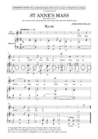 St Anne's Mass Vocal Score (2011 edition) (SATB & Organ)