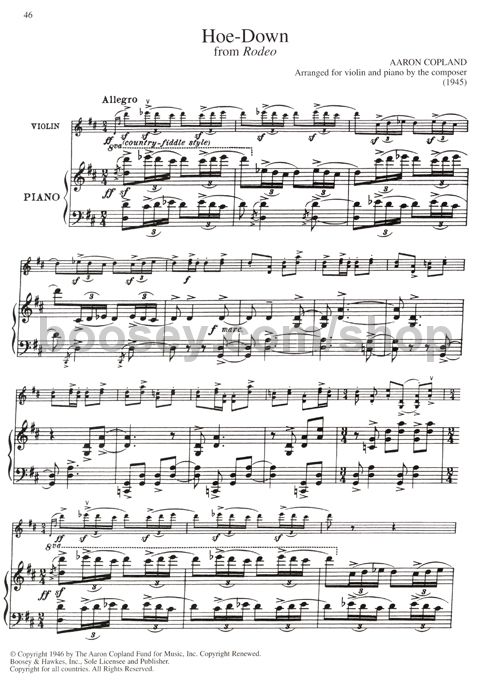 aaron copland copland violin collection hoedown from rodeo sheet music