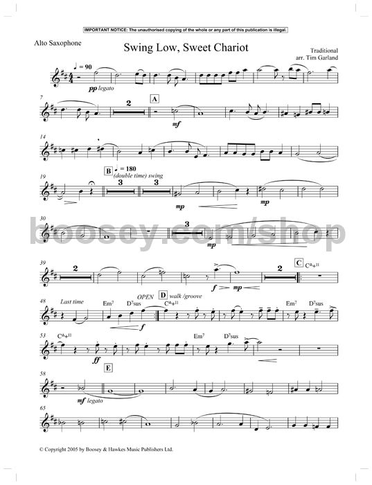 tim garland swing low sweet chariot jazz tonight 7 swing low sweet chariot sheet music