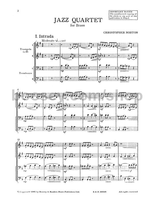 christopher norton jazz quartet for brass ensemble jazz quartet sheet music