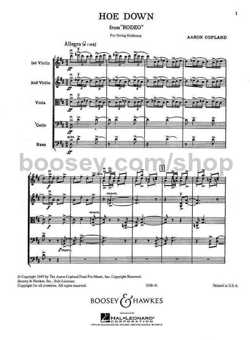 aaron copland hoe down rodeo quiet city copland sheet music
