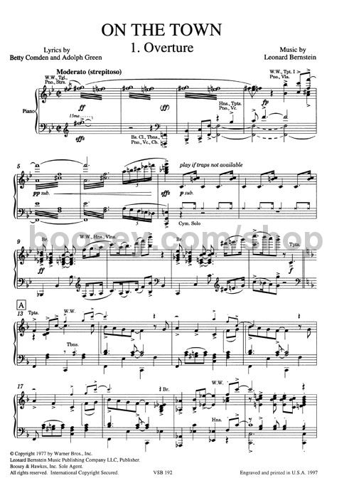 leonard bernstein on the town vocal score on the town sheet music