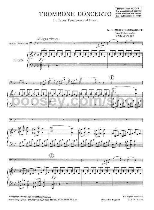 nikolai rimsky korsakoff trombone concerto trombone concerto sheet music