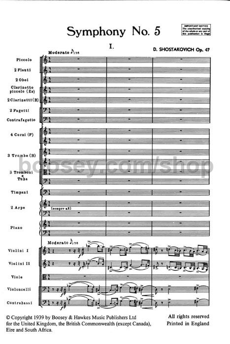 shostakovich symphony no 5 score