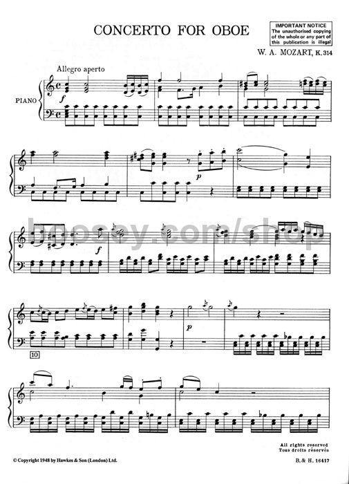 wolfgang amadeus mozart oboe concerto in c k314 mozart oboe concerto sheet music