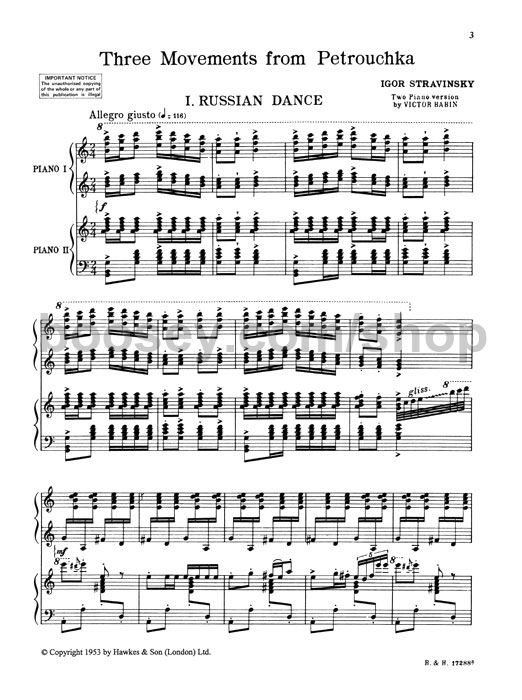 Igor Stravinsky 3 Movements Fr Petrouchka