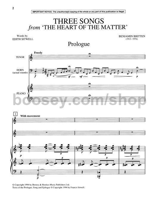 benjamin britten three songs from heart of the matter tenor heart of the matter sheet music