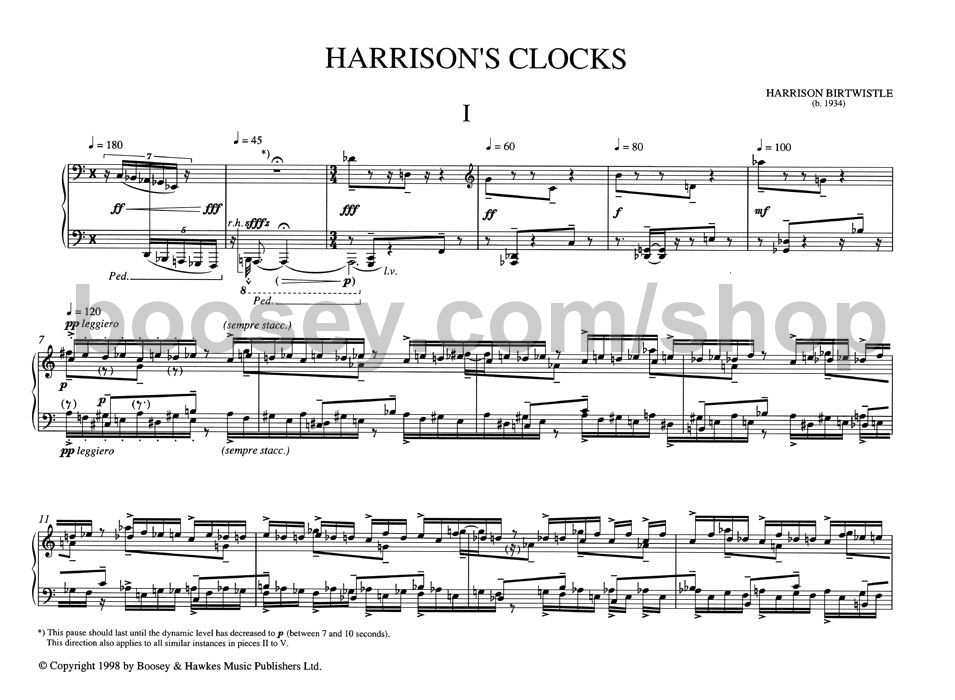 harrison birtwistle harrisons clocks clocks piano sheet music