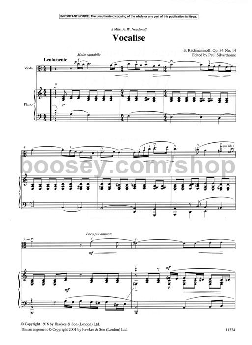 sergei rachmaninoff vocalise op34 14 vocalise sheet music