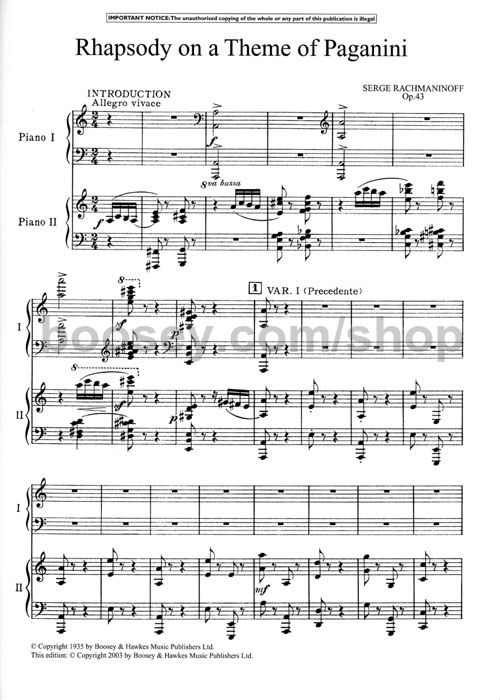 sergei rachmaninoff paganini rhapsody rachmaninoff rhapsody on a theme of paganini sheet music