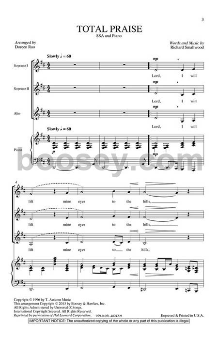 richard smallwood doreen rao total praise total sheet music