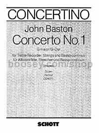 Concerto No1 G Score Tr Rec/str/bc 