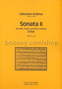 Sonata II in D major - flute, violin & basso continuo (score & parts)