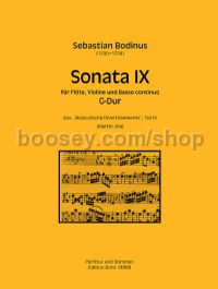Sonata IX in G major - flute, violin & basso continuo (score & parts)