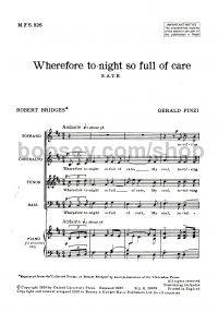 Wherefore To-night So Full of Care (SATB)