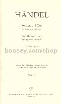 Concerto in F major for Organ and Orchestra, HWV 293 Op.4/5 (Violin I Part)