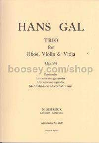 Trio Op. 94 Oboe/violin/viola Set Of Parts 