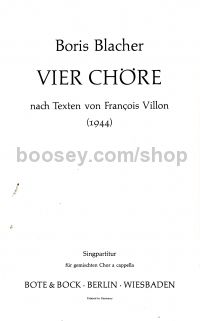 4 Chorales after Francois Villon (1944) (SATB Choral Score)