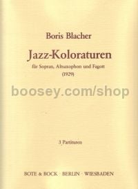 Jazz Koloraturen (1929) (Soprano Saxophone, Alto Saxophone, Bassoon) (3 Scores)