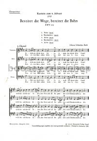Cantata No.132 "Bereitet Die Wege" (Choral Score)