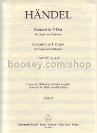 Concerto for Organ in F Major, Op.4/4 (Violin I Part)