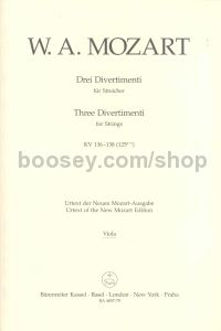Three Divertimenti for Strings, K. 136-138 (Viola Part)