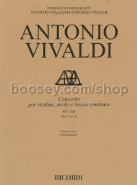 Concerto per violino, archi e bc, RV 318 Op. VI/3 (Score)
