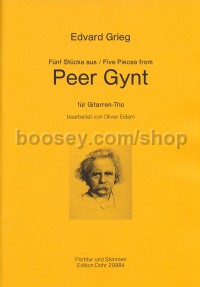 5 Pieces from Peer Gynt - 3 guitars (score & parts)