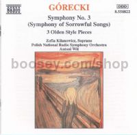 Symphony No.3 "Symphony of Sorrowful Songs" Op 36/Three Olden Style Pieces (Naxos Audio CD)