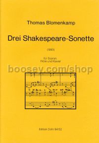 3 Shakespeare Sonnets - Soprano, Flute & Piano (score & parts)