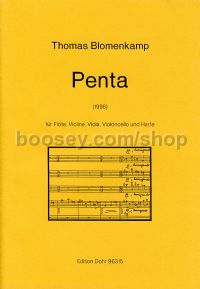 Penta - Flute, Violin, Viola, Cello & Harp (score & parts)