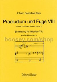 Prelude and Fugue No. 8 BWV 853 - 3 Guitars (score & parts)
