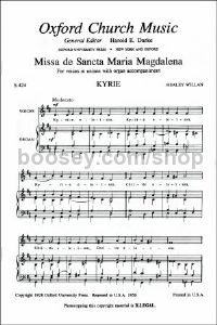 Missa de Sancta Maria Magdalena in D (vocal score)