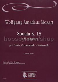 Sonata K. 15 in Bb Major for Flute, Harpsichord & Cello (score & parts)