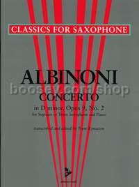 Concerto in D Minor op. 9/2 - saxophone (S/T) & piano
