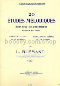 20 Etudes Melodiques Pour Tous Lessaxophones, 1 sup er /Sup Cahier