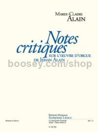 Notes critiques sur l'Oeuvre d'Orgue de Jehan Alain (Book)