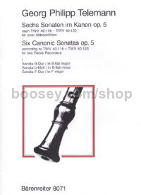 Six Canonic Sonatas Op. 5 Twv40 Book 1 Treble Recorder