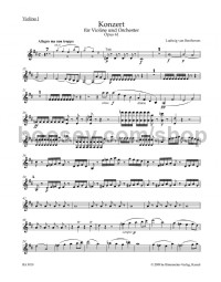Concerto for Violin and Orchestra in D major op. 61 (Violin I Part)