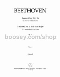 Concerto No. 5 for in Eb major for Pianoforte and Orchestra, op. 73 - violin 1 part