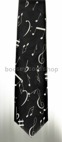 Tie - White Clefs & Musical Notes Design
