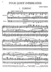 Lloyd Webber Four Quiet Interludes Organ