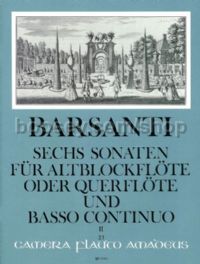 6 Sonatas, Op. 1, Vol. 2 for treble recorder & basso continuo