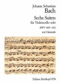 6 Suites BWV 1007-1012 with Facsimile - cello