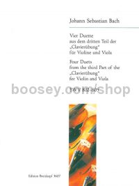 4 Duets from the 3rd Part of the "Clavieruebung" BWV 802-805 - violin & viola