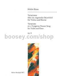 Variations on a Hungarian Peasant Song, Op. 4 - violin & piano