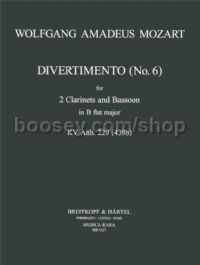 Divertimento No. 6 KV Anh. 229 - 2 clarinets & bassoon