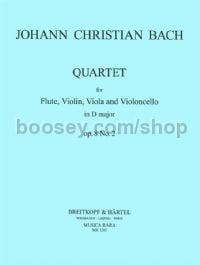 Quartet in D major, op. 8, no. 2 - flute, violin, viola, cello (set of parts)