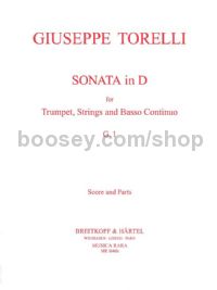 Sonata in D (G. 1) - trumpet, strings & basso continuo  (set of parts)